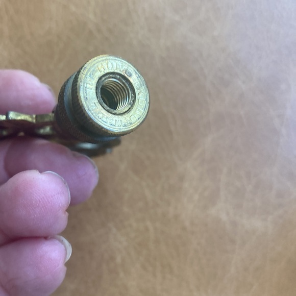 Four inch intake lamp finial brass scroll script vintage - Picture 3 of 4